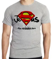 Camiseta adulto ou infantil Jesus cristo verdadeiro Herói superman - Foto 2