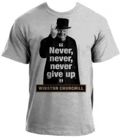 Camiseta adulto ou infantil Winston Churchill se render jamais direita nerver give up - Foto 2