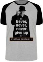 Camiseta adulto ou infantil Winston Churchill se render jamais direita nerver give up - Foto 3