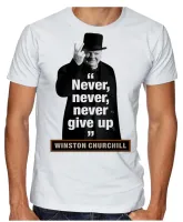 Camiseta adulto ou infantil Winston Churchill se render jamais direita nerver give up - Foto 4