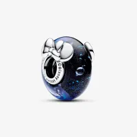 Berloque separador mickey minnie azul murano – em Prata925
