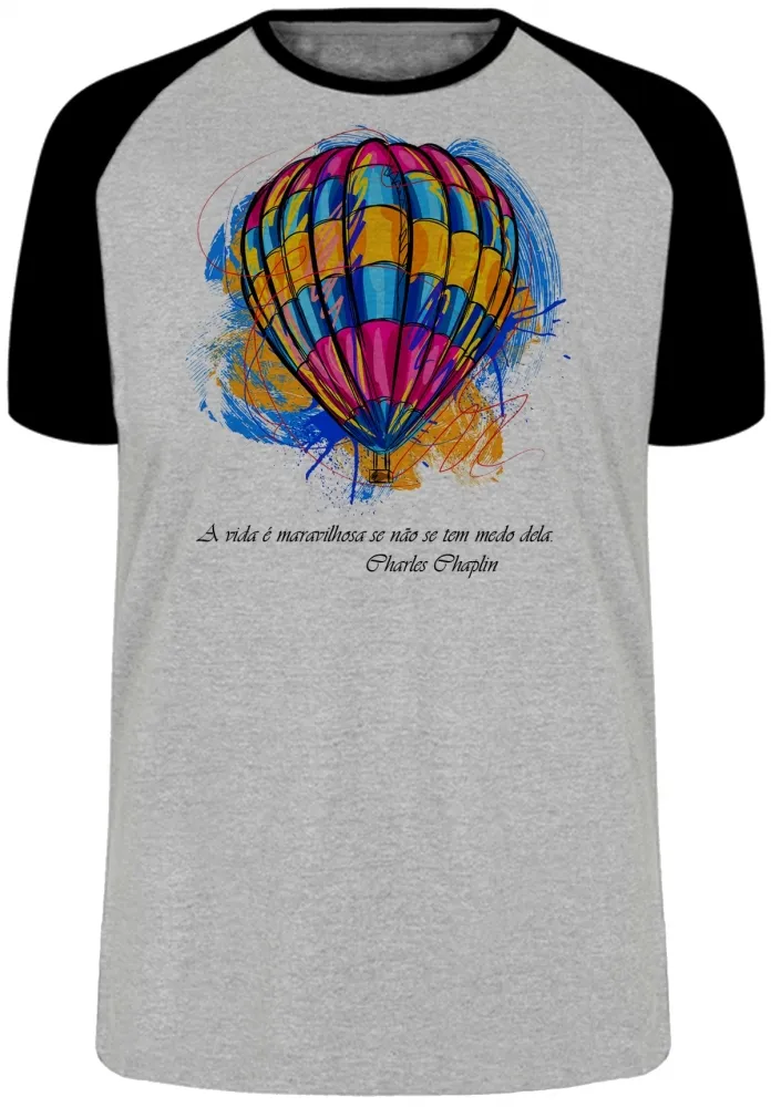 Camiseta adulto ou infantil balão frase Charles Chaplin Imagem