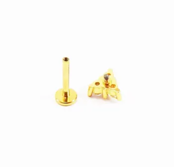 Labret Aço Cirúrgico Dourado 1.2mm - 3 PEDRAS Lilás 012 BNH12 - Foto 2
