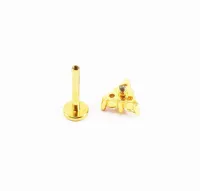 Labret Aço Cirúrgico Dourado 1.2mm - 3 PEDRAS Lilás 012 BNH12 - Foto 2