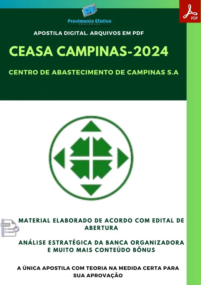 Apostila CEASA CAMPINAS Assistente de Gestão 2024 Imagem