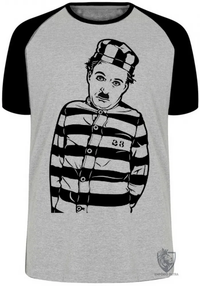 Camiseta adulto ou infantil charlie chaplin ator antigo preso prisão Imagem