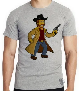 Camiseta adulto ou infantil chuck norris simpsons texas ranger revolver - Foto 2