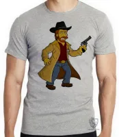 Camiseta adulto ou infantil chuck norris simpsons texas ranger revolver - Foto 2
