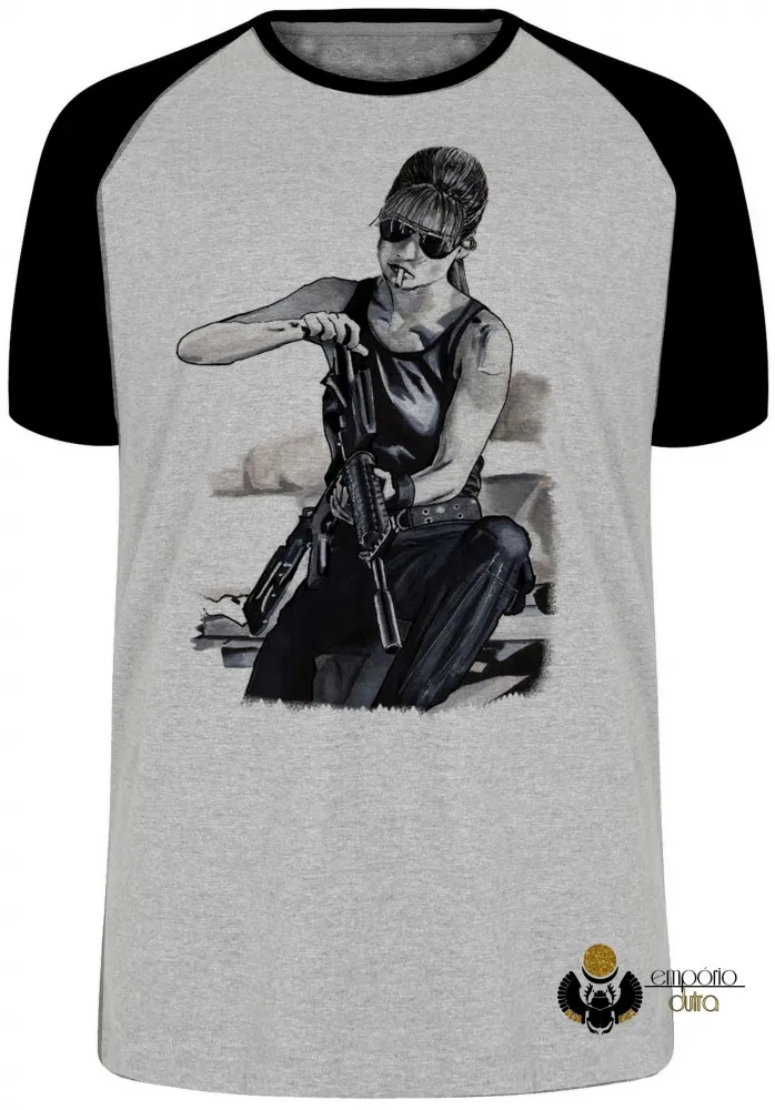 Camiseta adulto ou infantil exterminador do futuro terminator 2 Sarah Connor Imagem