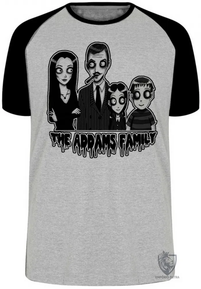 Camiseta adulto ou infantil familia addams personagens serie terror