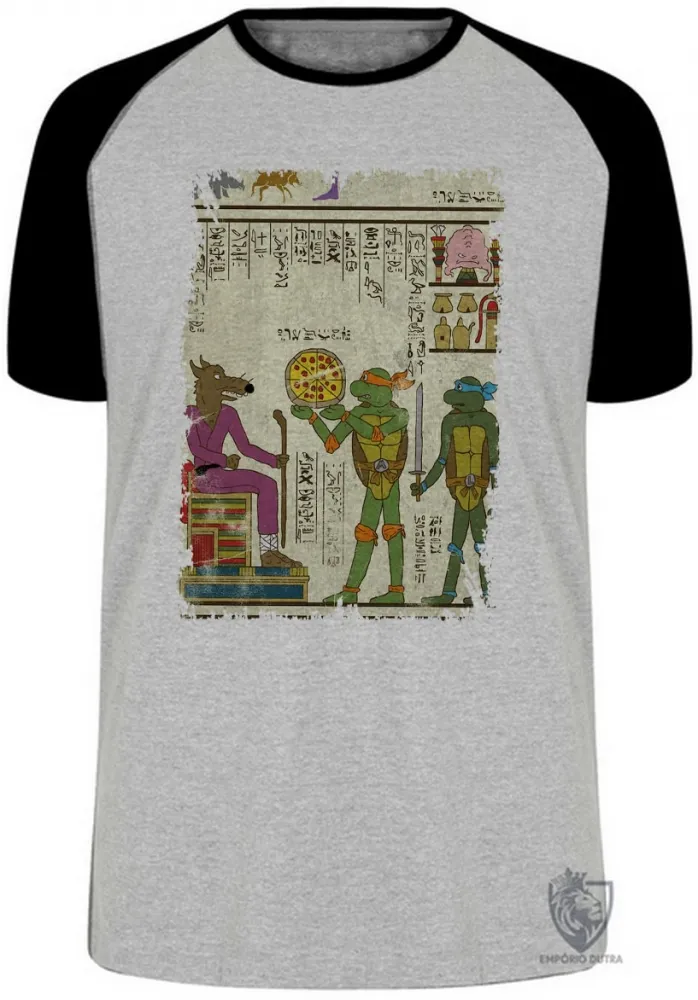 Camiseta adulto ou infantil hieróglifos Tartarugas Ninjas