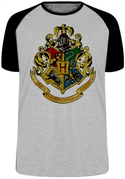 Camiseta adulto ou infantil Hogwarts harry potter símbolo colorido