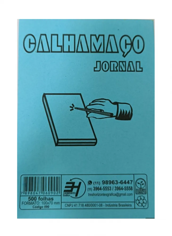 Talão Calhamaço de Jornal 500 Folhas 100x70mm