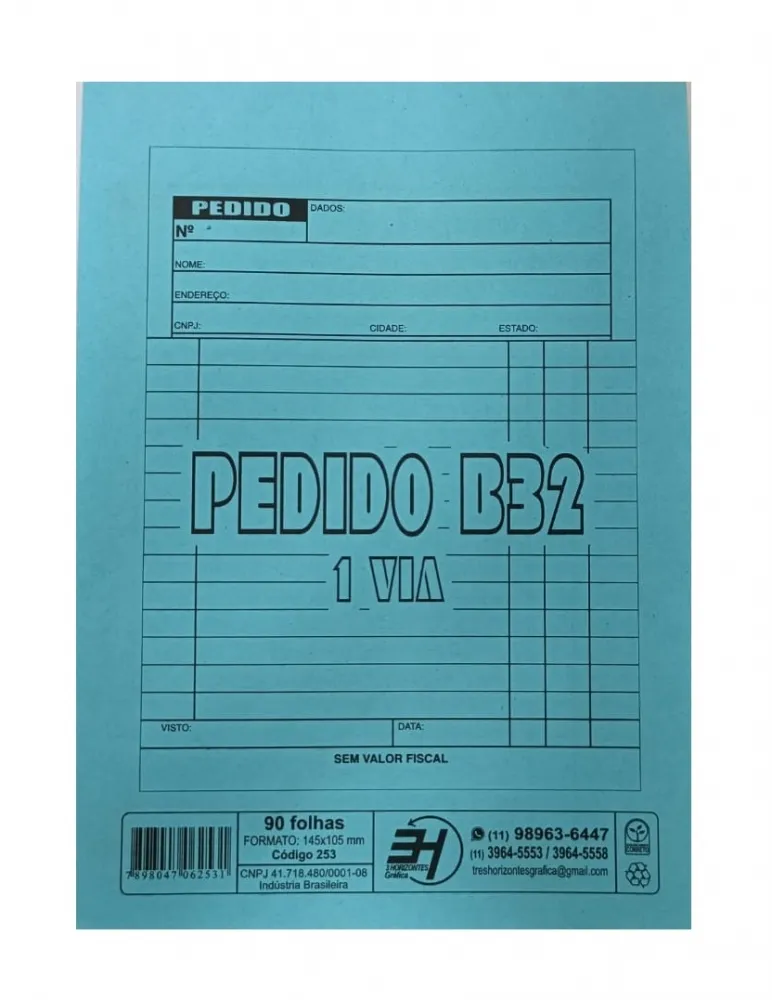 Talão Pedido B32 Uma Via 90 Folhas 145x105mm
