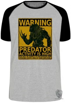 Camiseta adulto ou infantil predador alien warning perigo cartaz