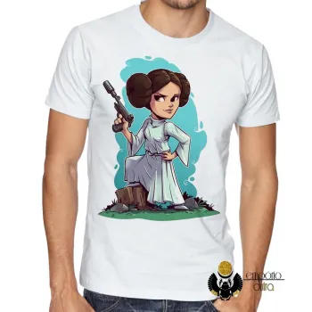 Camiseta adulto ou infantil Star Wars princesa Leia Organa Guerra estrelas - Foto 2