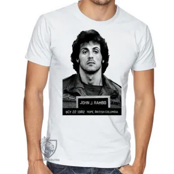 Camiseta adulto ou infantil Sylvester Stallone John Rambo preso 1985 - Foto 2