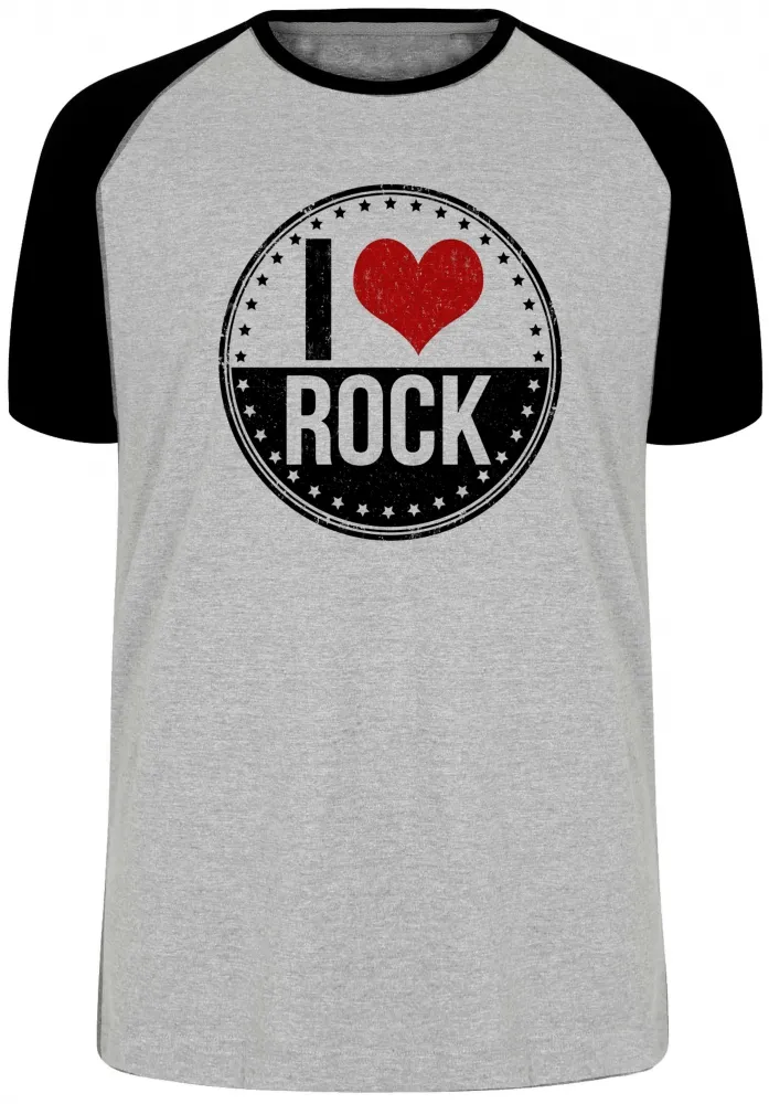 Camiseta adulto ou infantil I love rock redondo