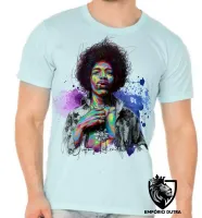Camiseta adulto ou infantil Jimmy Hendrix colorido rock guitarra - Foto 5