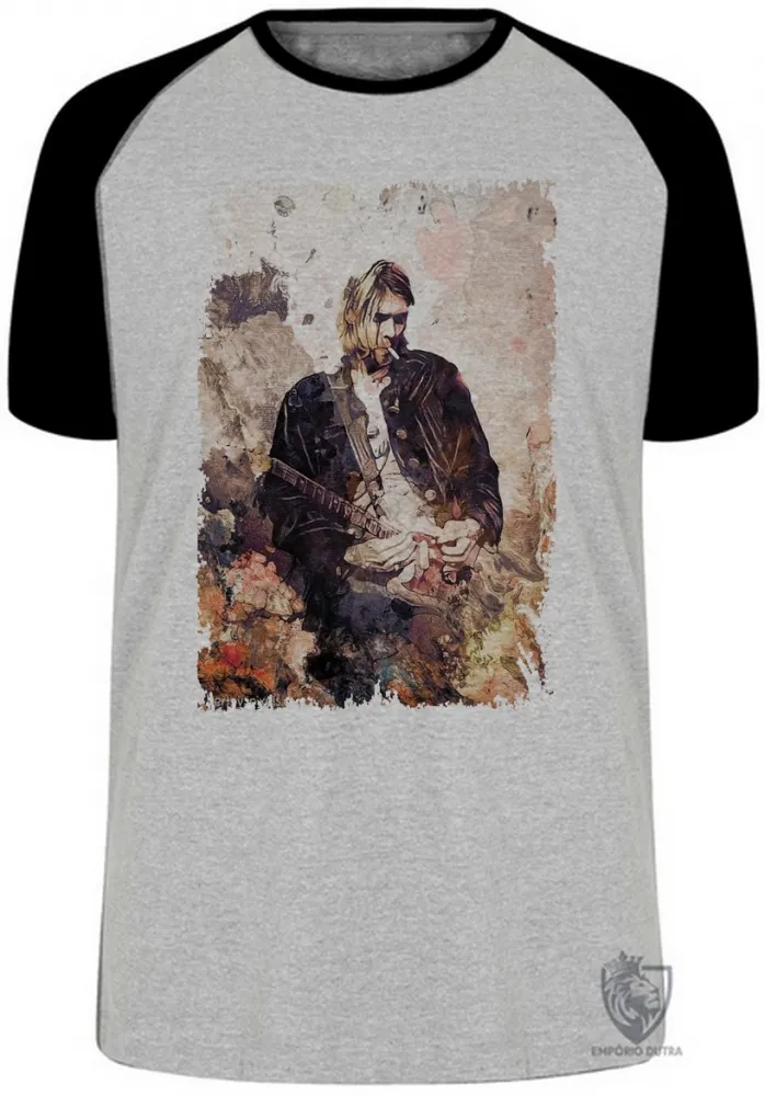 Camiseta adulto ou infantil Nirvana Kurt Cobain pintura Imagem