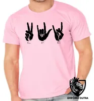 Camiseta adulto ou infantil Paz love rock libras - Foto 4