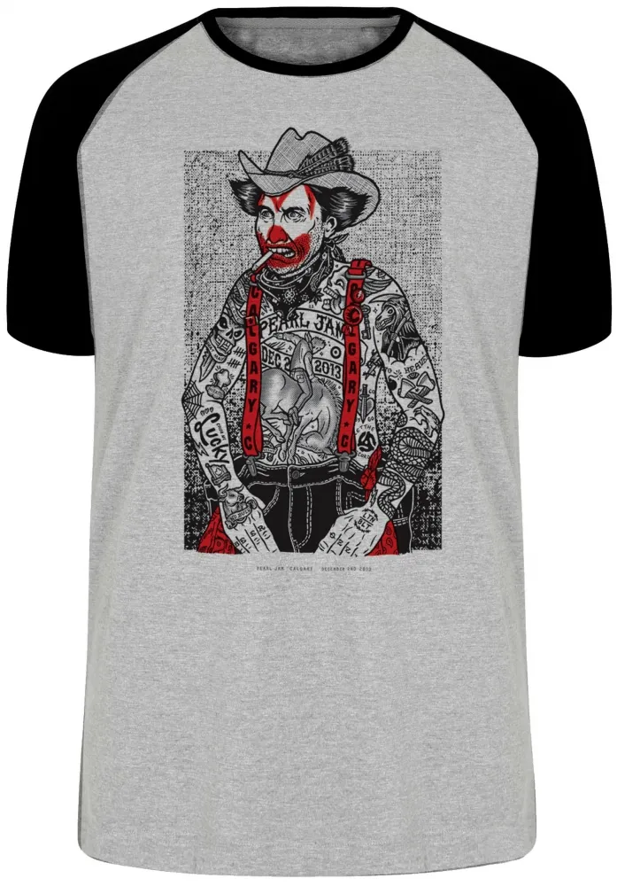 Camiseta adulto ou infantil Pearl Jam cowboy palhaço banda rock
