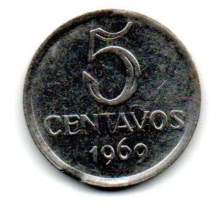 1969 - 5 Centavos - ERRO: Disco Cortado - Moeda Brasil Imagem