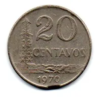 1970 - 20 Centavos - ERRO: Disco Cortado - Moeda Brasil