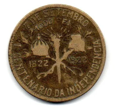 1922 - 1000 Réis - ERRO: Delaminação - Moeda Brasil