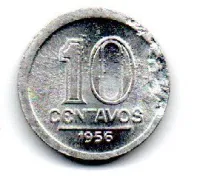 1956 - 10 Centavos - ERRO: Delaminação - Moeda Brasil
