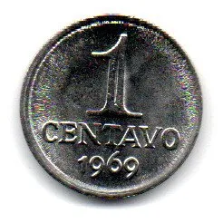 1969 - 1 Centavo - ERRO: Cunho Descentralizado - Moeda Brasil