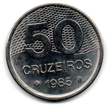 1985 - 50 Cruzeiros - Inox - ERRO: Disco Descentralizado (Boné) - Moeda Brasil