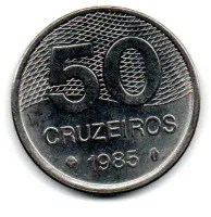 1985 - 50 Cruzeiros - Inox - ERRO: Disco Descentralizado (Boné) - Moeda Brasil