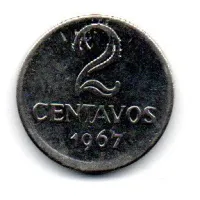 1967 - 2 Centavos - ERRO: Efeito de Cunhagem - Moeda Brasil