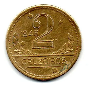 1946 - 2 Cruzeiros - ERRO: Cunho Rachado - Moeda Brasil Imagem