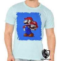 Camiseta adulto ou infantil Super Mário antigo pixel com novo - Foto 5