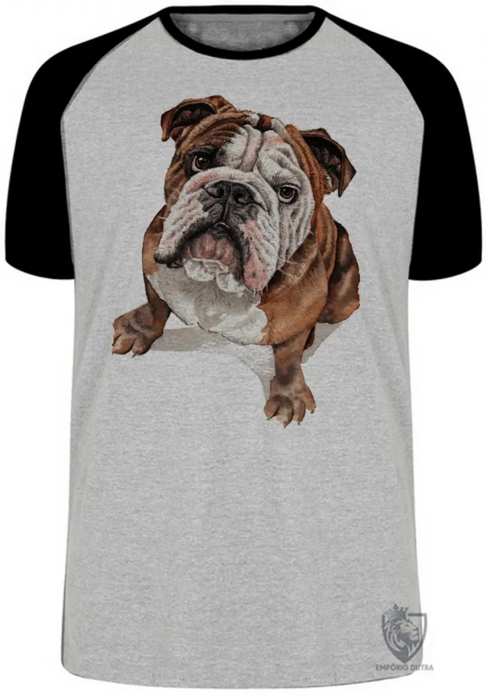Camiseta adulto ou infantil cachorro bulldog Buldogue raça canina Imagem
