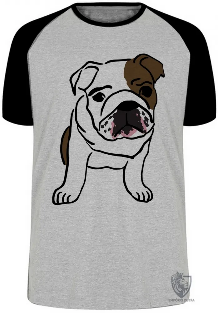 Camiseta adulto ou infantil cachorro cão dog bulldog Buldogue