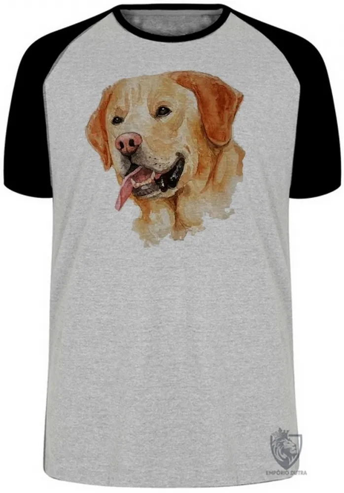 Camiseta adulto ou infantil cachorro cão dog labrador caramelo amarelo Imagem