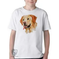 Camiseta adulto ou infantil cachorro cão dog labrador caramelo amarelo - Foto 3