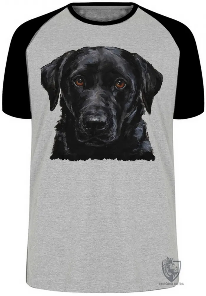Camiseta adulto ou infantil cachorro cão dog labrador preto black