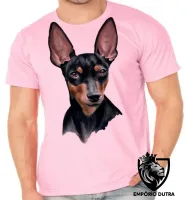 Camiseta adulto ou infantil cachorro cão dog pinscher preto marrom - Foto 2