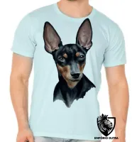 Camiseta adulto ou infantil cachorro cão dog pinscher preto marrom - Foto 5
