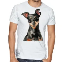 Camiseta adulto ou infantil cachorro cão dog pinscher raça pequena - Foto 3