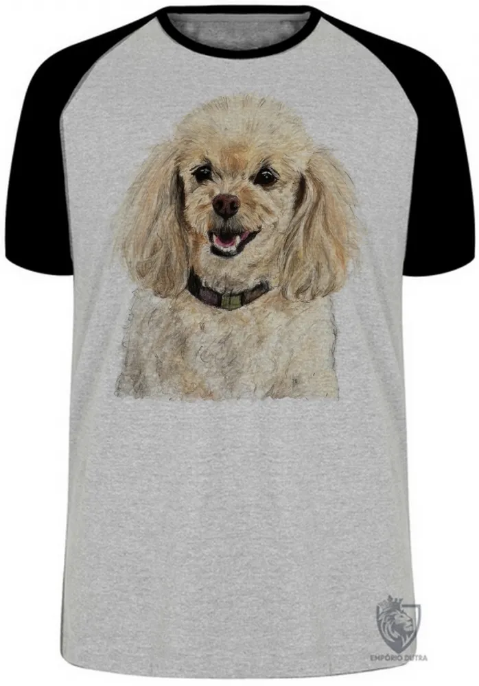 Camiseta adulto ou infantil cachorro cão dog poodle raça canina Imagem