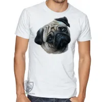 Camiseta adulto ou infantil cachorro cão dog pug raça canina - Foto 3