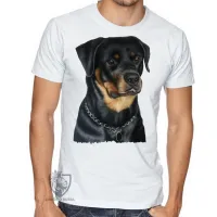 Camiseta adulto ou infantil cachorro cão dog rottweiler black raça - Foto 3