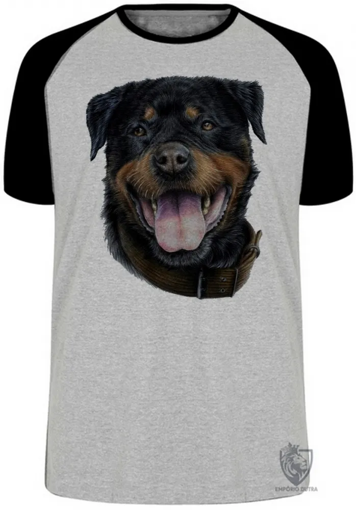 Camiseta adulto ou infantil cachorro cão dog rottweiler raça canina