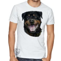 Camiseta adulto ou infantil cachorro cão dog rottweiler raça canina - Foto 3