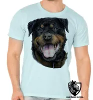 Camiseta adulto ou infantil cachorro cão dog rottweiler raça canina - Foto 5